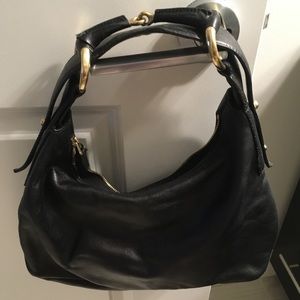 Gucci Black Hobo Bag with Gold Accents